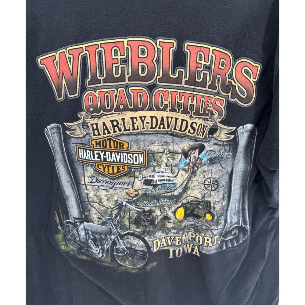 Harley-Davidson T-Shirt Large Black Wiebler's Quad Cities Iowa Graphic Tee